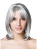 Medium High Quality Synthetic Straight Grey Hair Wig
