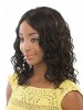 African American Medium Length Black Curly Human Hair Full Lace Wig