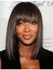 Naomi Campbell Natural Black Straight Capless Synthetic Hair Wig With Full Bang